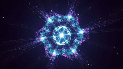Futuristic Quantum Data Network Blue Light