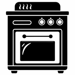 Obraz premium Black and white kitchen range oven icon illustration stovetop cooking appliance home kitchenware