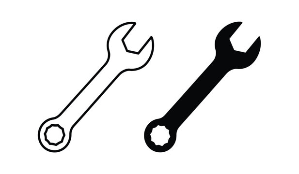 Two wrenches one black and one outlined on for tools or repair concepts