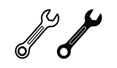 Naklejka premium Two wrenches in black and white colors for repair and maintenance