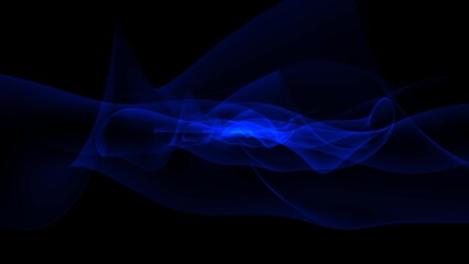 Blue moving lines and waves look like magical energy beautiful glowing smoke in space or fabric
