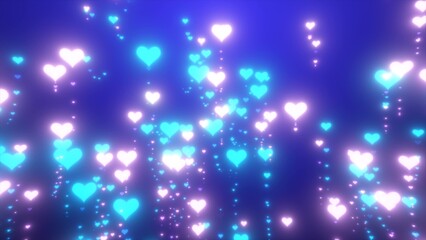Abstract bright glowing festive blue and pink glamorous hearts for Valentine's Day, abstract background