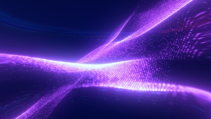 Blue glowing energy waves from small particles and lines abstract background, video in high quality 4k, motion design
