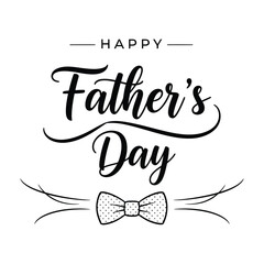 Happy Father s Day Calligraphy Bow Tie Graphic Design - Elegant Black White