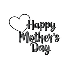 Happy Mother s Day text with heart graphic, modern clean design for cards
