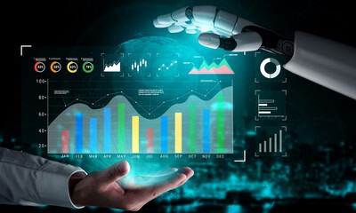 An AI dashboard for business data analysis and performance monitoring. A collection of AI generated charts for strategic company evaluation. Motif