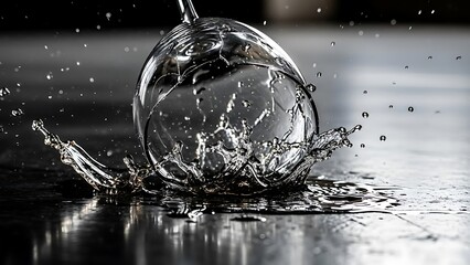 High-Speed Action Shot of a Shattering Glass with Water Splash