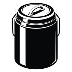 Minimalist Silhouette Icon of an Insulated Metal Can Sleeve for Cold Drinks, Black and White Vector