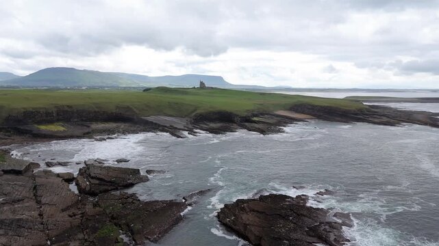 Aerial view of Classiebawn Castle on County Sligo, Ireland
