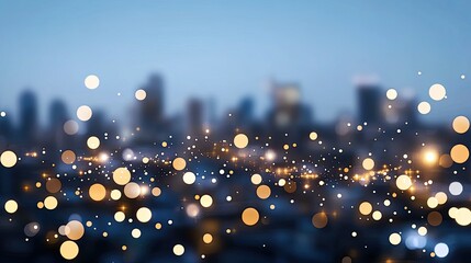 Concept showcases interconnected digital networks with a city skyline glowing in blue hues during the night, highlighting urban connectivity