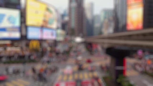 Bokeh view of road traffic at Bukit Bintang road in Kuala Lumpur, Malaysia. Blurred background footage.