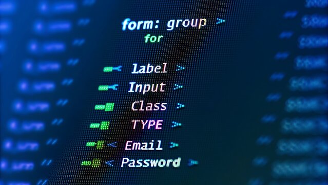Programming computer code. Abstract visualization of coding. Digital background constructed with different symbols.  - Powered by Adobe