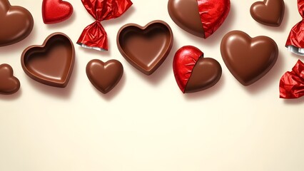 Obraz premium Valentine's day chocolate hearts and candies for sweet lovers