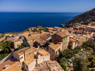 typical houses in the village, Banyalbufar, Natural area of the Serra de Tramuntana., Majorca, Balearic Islands, Spain