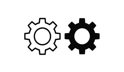 Black and white gear icons side by side on for settings or mechanics