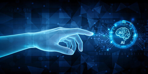 business hand using digital artificial intelligence interface new modern computer. Digital stock interface new modern computer used by business hand.