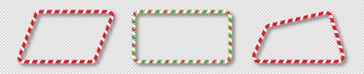Set of Christmas candy cane frames