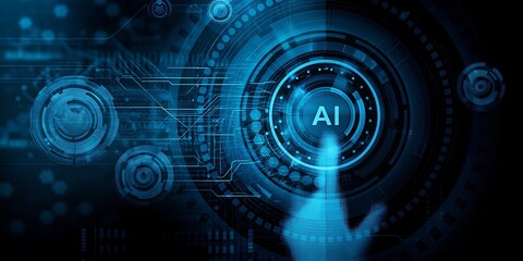 business hand using digital artificial intelligence interface new modern computer. Digital stock interface new modern computer used by business hand.