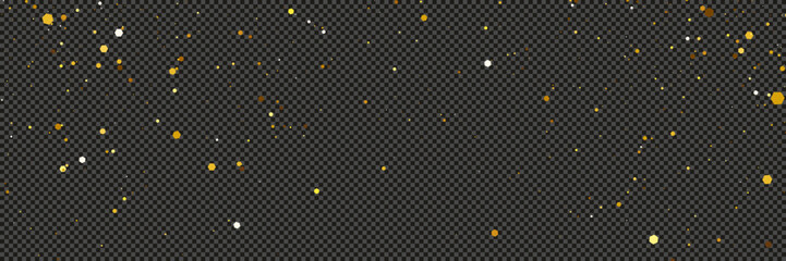 Gold glittering dust with stars on transparent backdrop