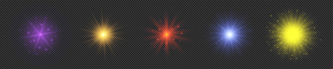 Set of light effects of lens flares