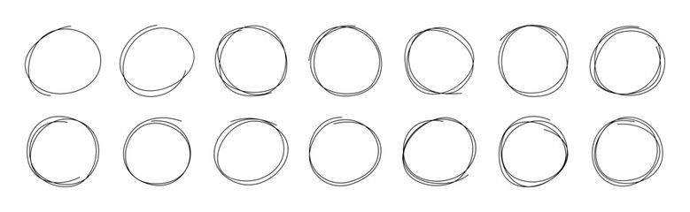 Set of Messy Line Art Round Shapes