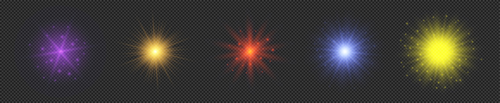 Set of light effects of lens flares