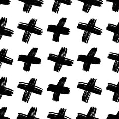 Seamless pattern with hand drawn cross symbols