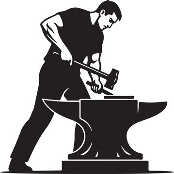 Powerful blacksmith forging metal on an anvil, a symbol of strength and craftsmanship