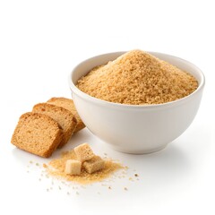 Golden Bread Crumbs in Bowl on White Background, Premium Product Photography