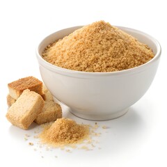 Golden Bread Crumbs in Bowl on White Background, Premium Product Photography