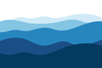 Blue Ocean Wave Background Vector Illustration with Copy Space, Abstract Sea Water Waves in Flat Design for Banner, Poster, Cover and Title