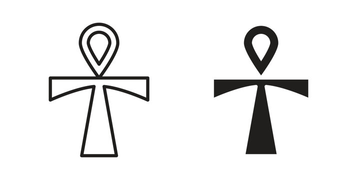 Ankh icons for design. Easily editable stroke. Modern flat design.