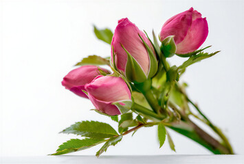 bouquet of red  pink tulips. Red kalanchoe flowers, isolated on a white background. Macro, love and romantic background