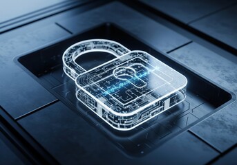 Digital Padlock Graphic Embedded On A Metallic Surface Depicting Secure Hardware Encryption And Integrated Cybersecurity Measures For Sensitive Information