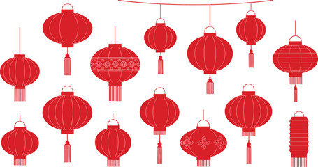 Red Chinese Lanterns Hanging in Rows red lanterns hanging lanterns red and white