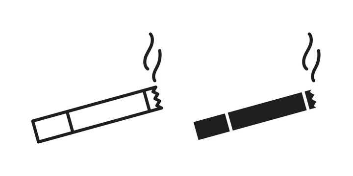 Cigarette icons for design. Easily editable stroke. Modern flat design.