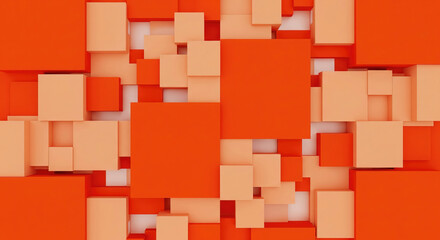 An abstract geometric background composed of orange and cream-colored 3D cubes. Modern graphic design with an emphasis on depth and architectural aesthetics.