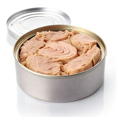 Cooked Canned Tuna Isolated on White Background, Premium Seafood Product Photography