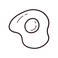 Hand Drawn Fried Egg Line Icon in Cute Minimal Outline Style