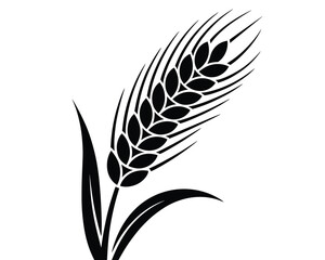 Stylized black wheat stalk grain vector illustration on white background minimalist harvest crop design element for organic farm business branding agriculture product packaging food industry logo or h