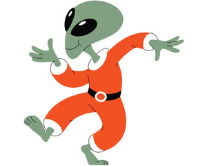 Cartoon alien dancing celebrating in orange suit cheerful extraterrestrial character funny mascot illustration for kids animation project science fiction fantasy element cosmic adventure comic book gr