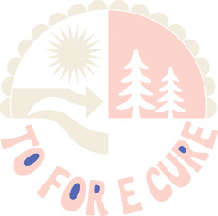 Stylized illustration featuring a sun trees and water cycle depicting environmental awareness and sustainability concept for eco-friendly lifestyle promotions and conservation efforts in vibrant color