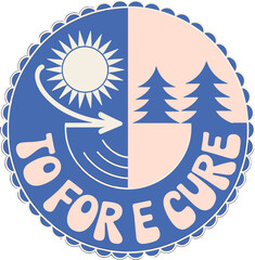 Stylized nature concept illustration showing sun and trees in balance promoting environmental awareness sustainability climate action graphics for conservation organizations eco friendly lifestyle des