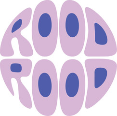 Rood Rood wordmark typography in circle shape on blue background groovy lettering in pastel color palette playful design element for branding logo project creative advertising and marketing campaign i