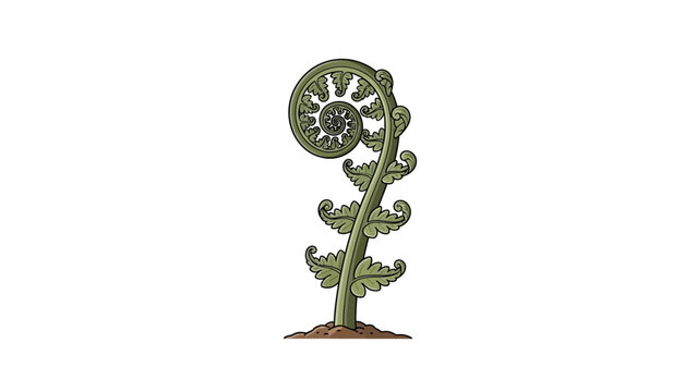 Unfurling Fern Frond Icon Depicting Spring Emergence and New Life Cycles. transparent. svg.