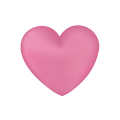 Pink 3D Heart with Soft Gradient Isolated on White Background