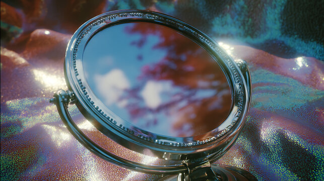 A mirror reflecting alternate futures, each one glowing with possibilities. (2)