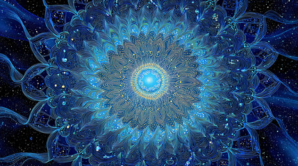 A glowing mandala expanding infinitely outward, representing freedom of the spirit.