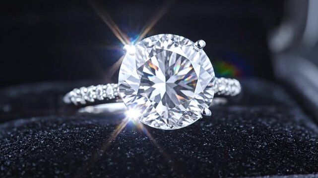 Sparkling Diamond Ring in Black Box - Luxury Jewelry Close-up