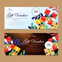 Gift Voucher Template with Present Box & Calligraphy